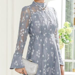 10285Lace Ladies(レースレディース)グレー, 水色M /F